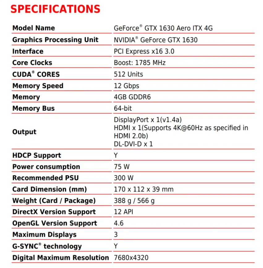 七彩虹、微星 GTX 1630 显卡完整规格表曝光，最高频率 1785 MHz