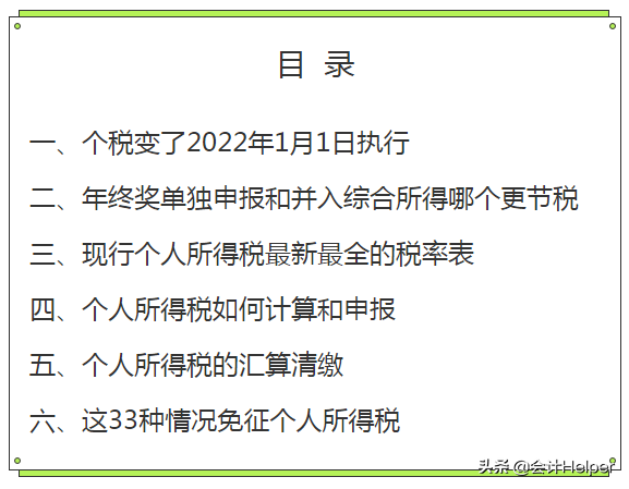 022年个人所得税标准（附个税税率表）"