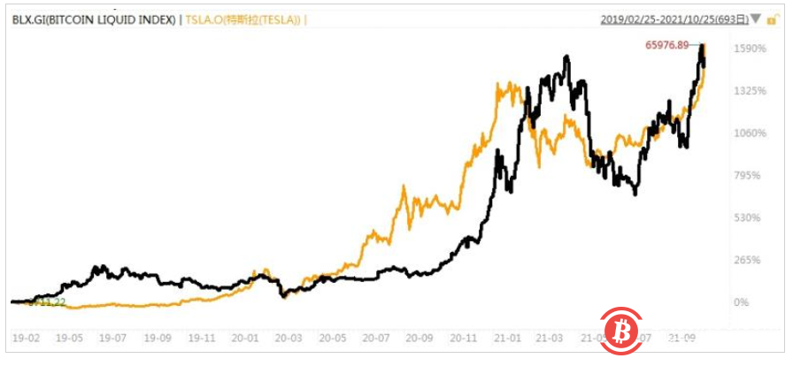 出乎意料 特斯拉和比特币走势出奇相似