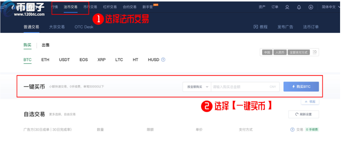 如何在火币网买法币？火币网法币买卖教程